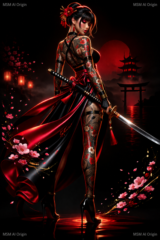Blade of The Red Moon – Digital Art Print | Instant Download