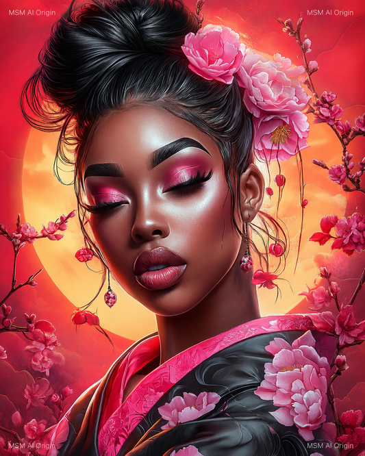 Blossoms at Golden Hour – Digital Art Print | Instant Download