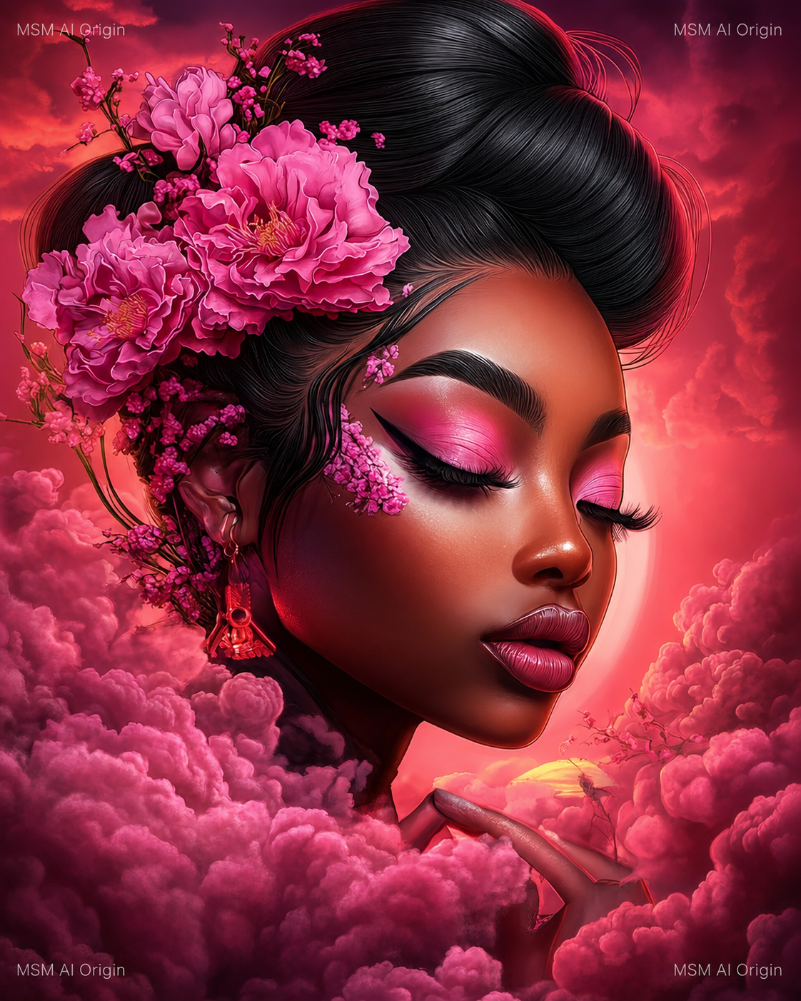 Petals & Pink Skies – Digital Art Print | Instant Download