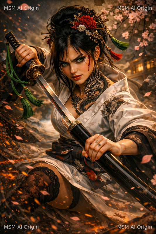 Ember of the Dragon Blade – Digital Art Print | Instant Download