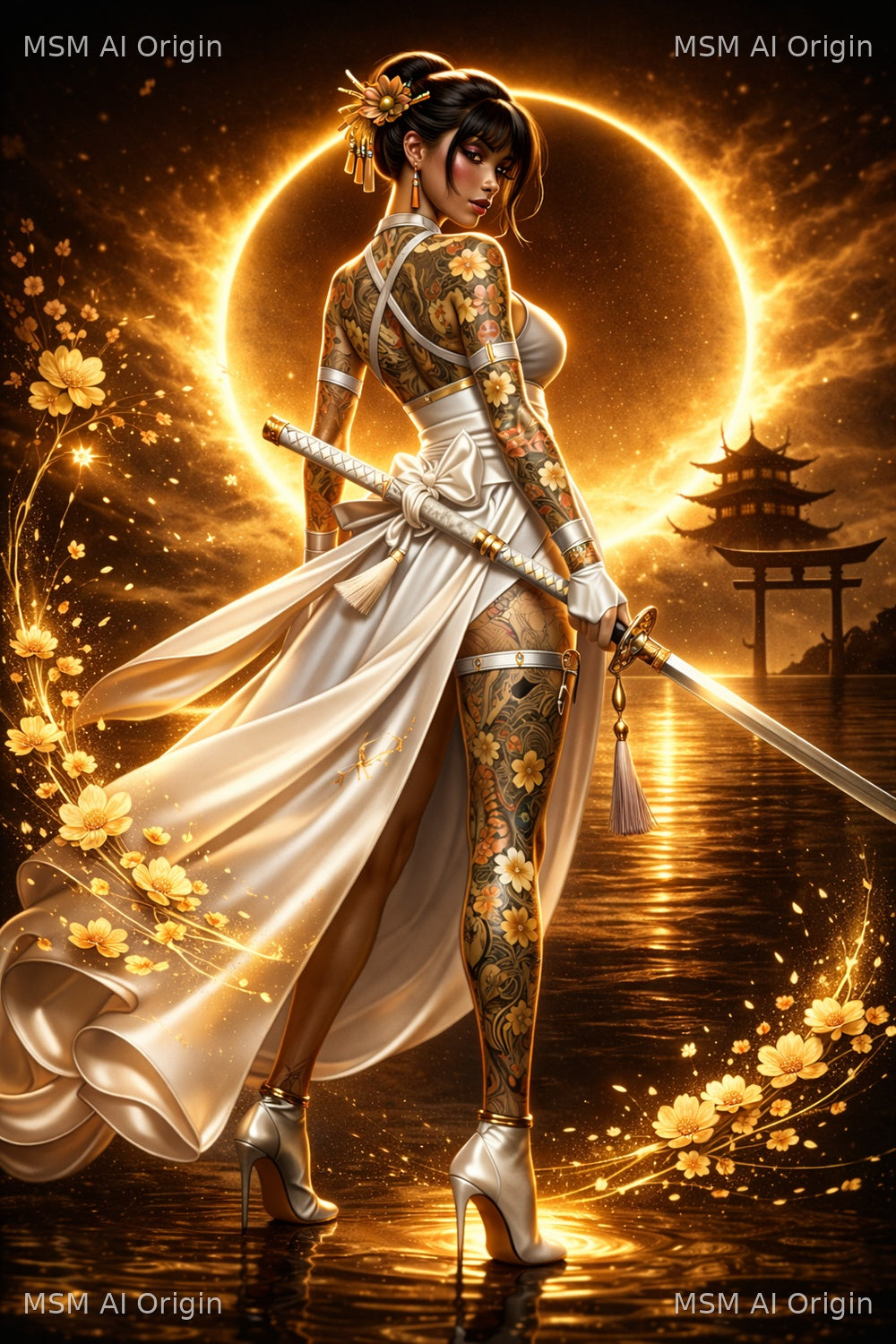 Golden Eclipse – Digital Art Print | Instant Download