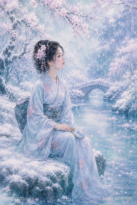 Petals in the Snowlight – Digital Art Print | Instant Download