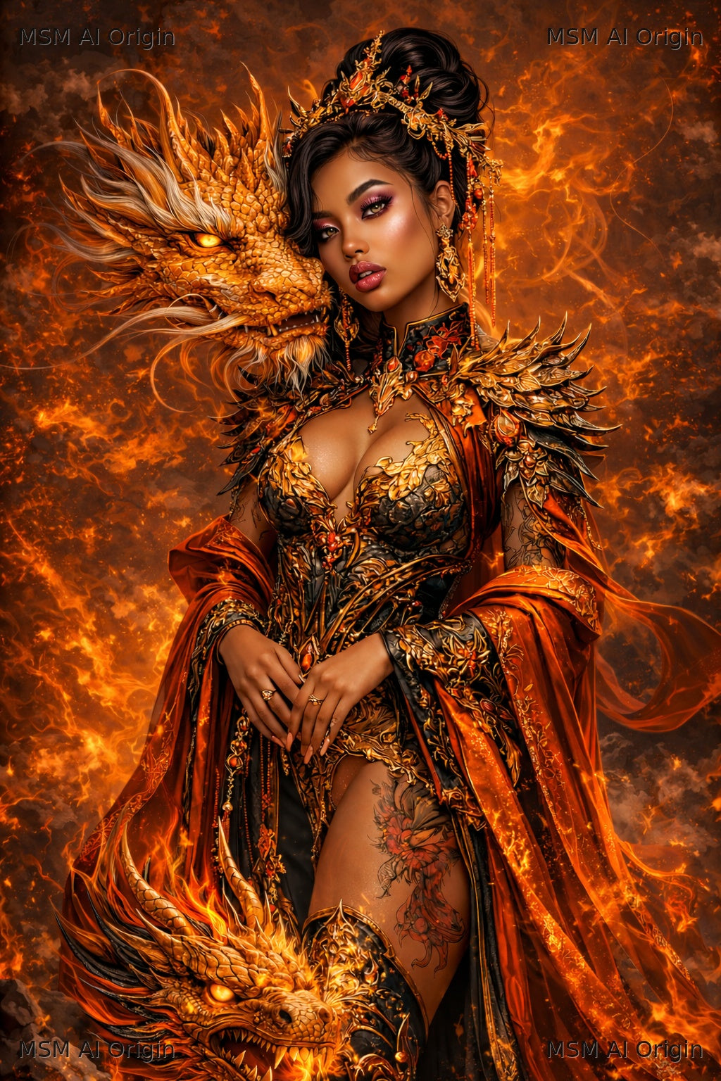 The Fireborn Sovereign – Digital Art Print | Instant Download