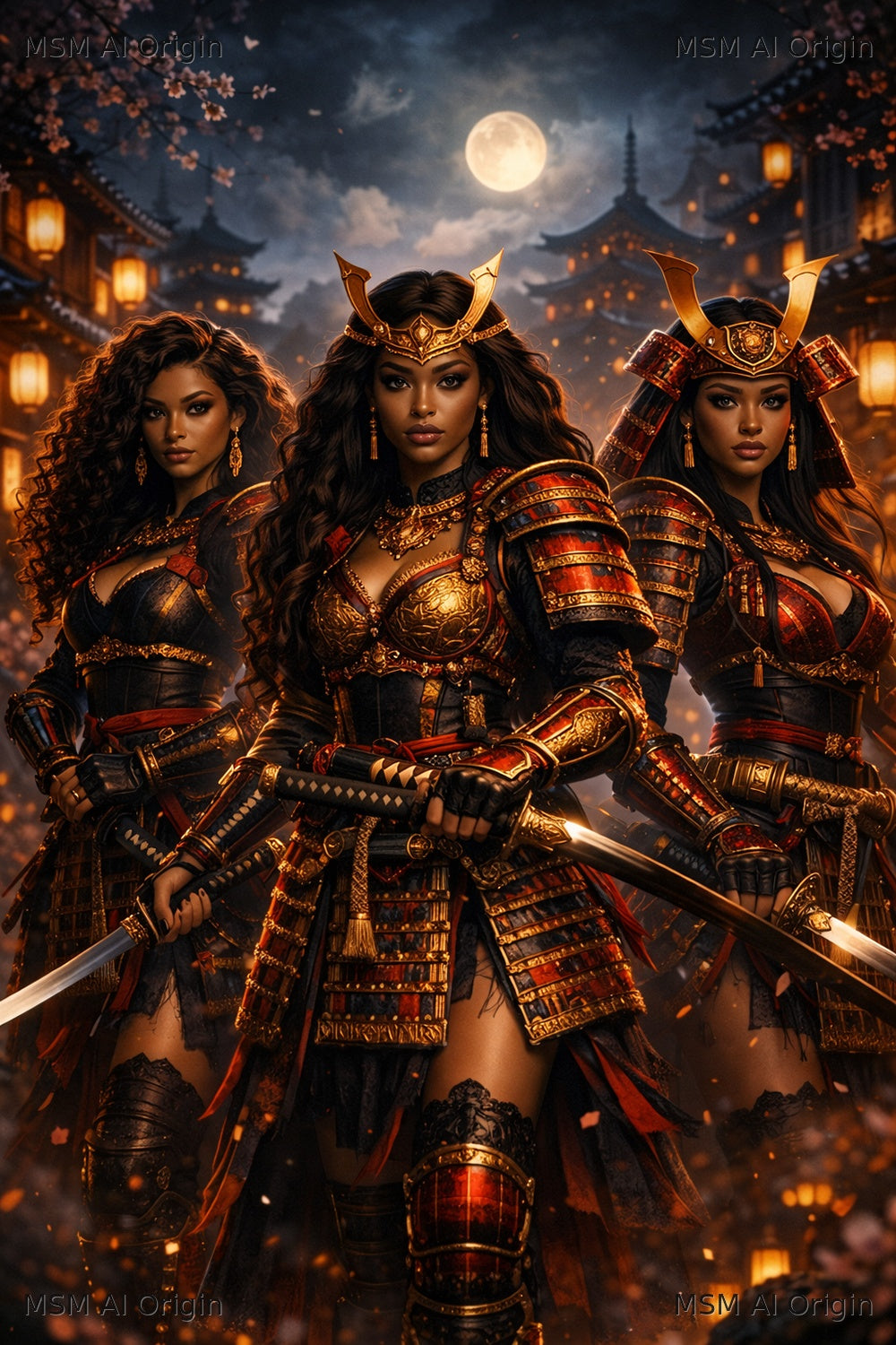 Three Blades, One Oath – Digital Art Print | Instant Download