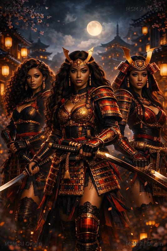 Three Blades, One Oath – Digital Art Print | Instant Download
